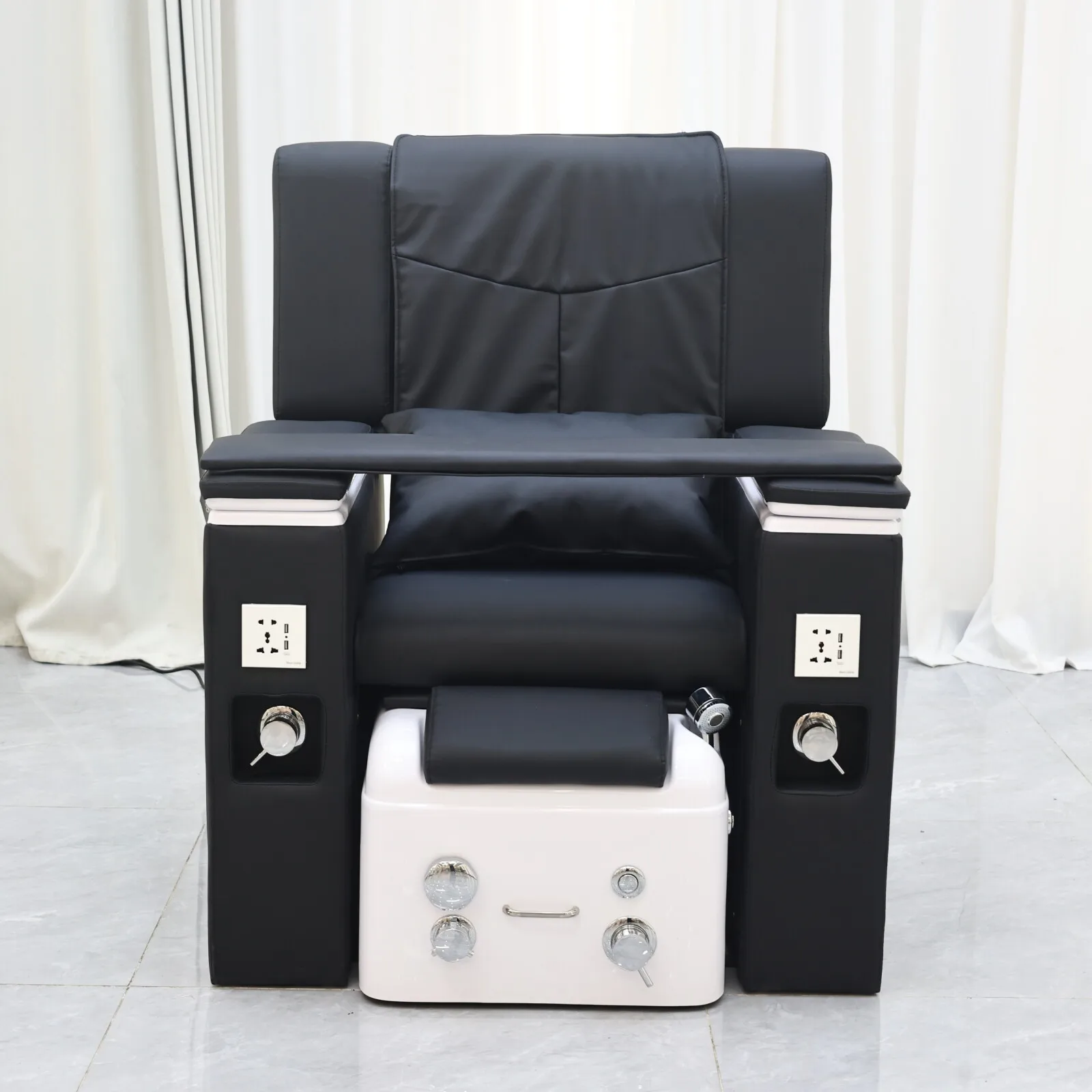 Beauty Salon Pedicure Spa Chair Adjustable Seat Backrest Electric Kneading Massage LED Lamp Drainage Jet System 110V/220V
