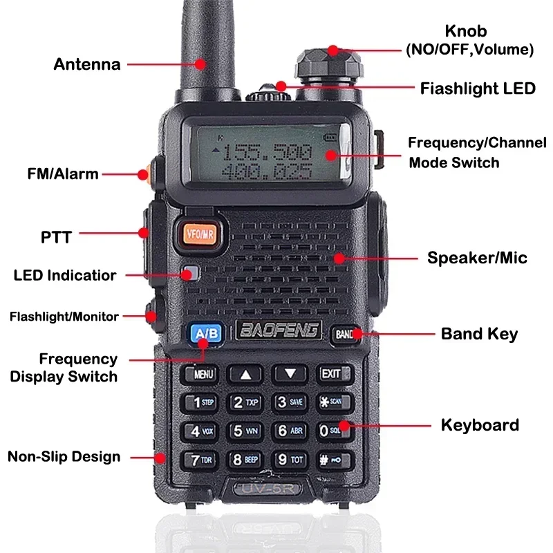 Pour Baofeng UV-5R véritable haute puissance 5W 8 Watts puissant UV5R talkie-walkie longue portée Radio bidirectionnelle CB Portable UV 5R Radios