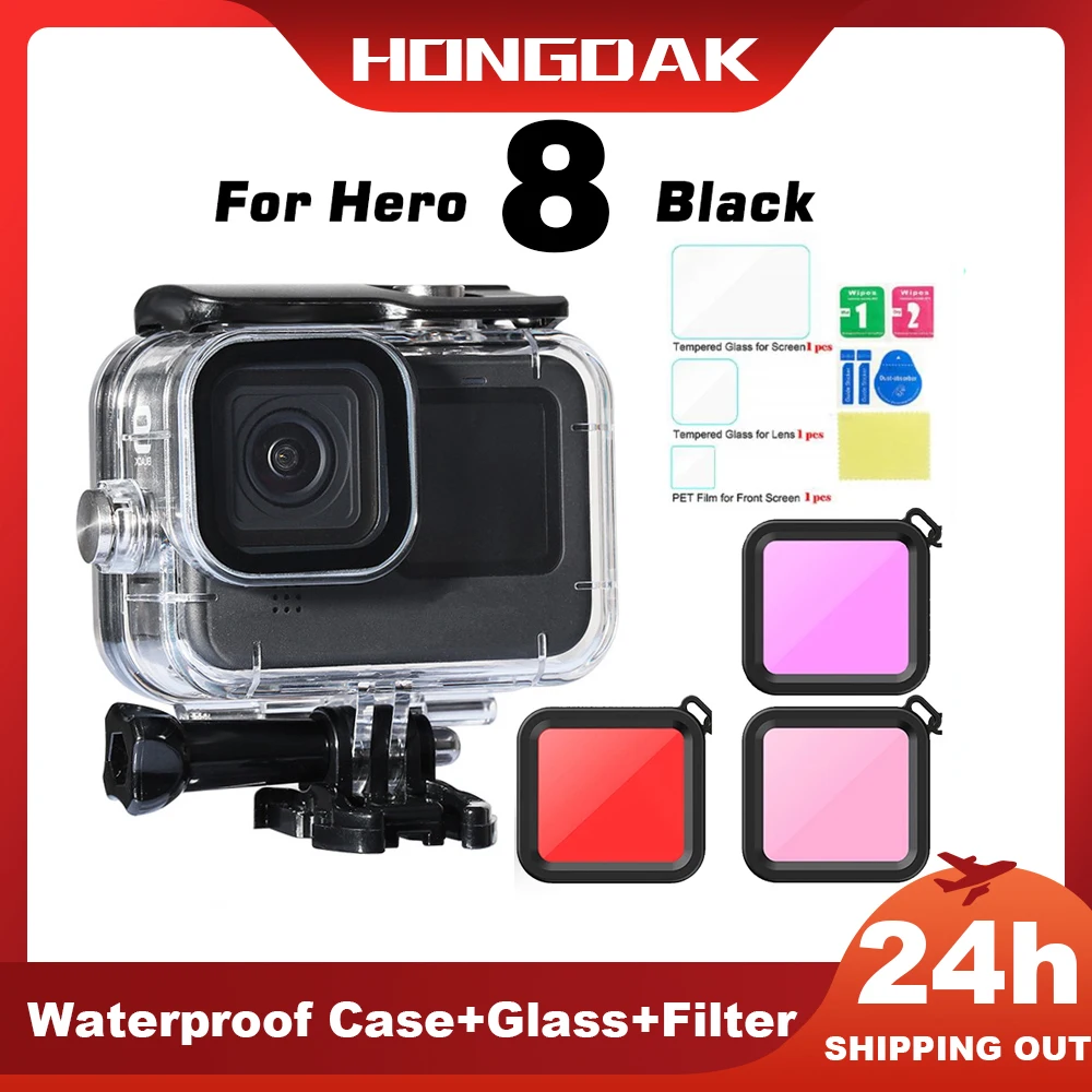 For GoPro Hero 8 Waterproof Case Diving Underwater Housing Cover For Go Pro 8 Black Case Shell Filter Action Camera Accessory