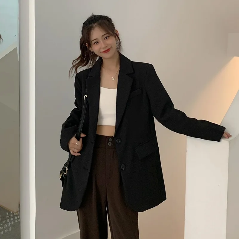 New Arrival Blazers Women Solid Color Single Breasted Long-sleeved Office Lady Korean Style Fashion Daily Short Suit Coat Female