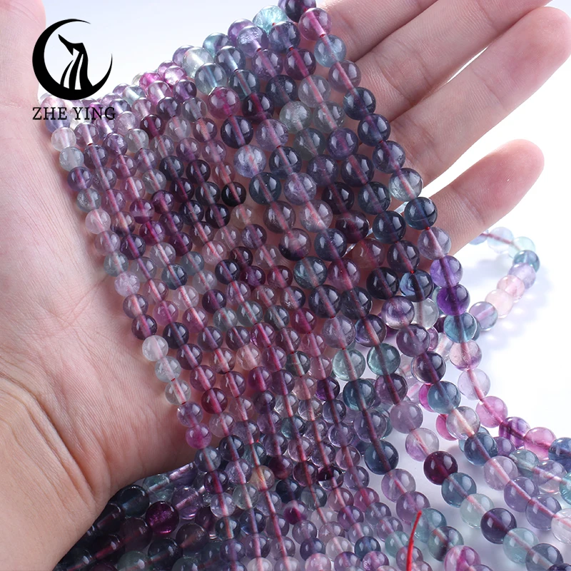 Natural Cheap Colorful Fluorite Beads 6 8mm Round Loose Gemstone Beads for Jewelry Making DIY Accessories Strand 15''