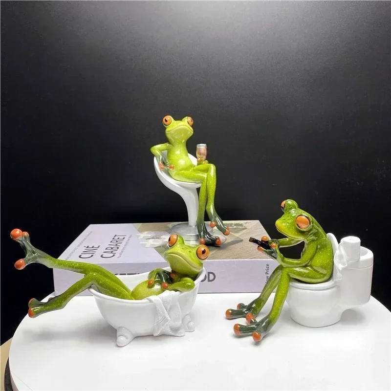 1 Pcs Resin Leggy Frog Figurines Nordic Creative Animal Statues for Interior Sculpture Home Desktop Living Room Decor