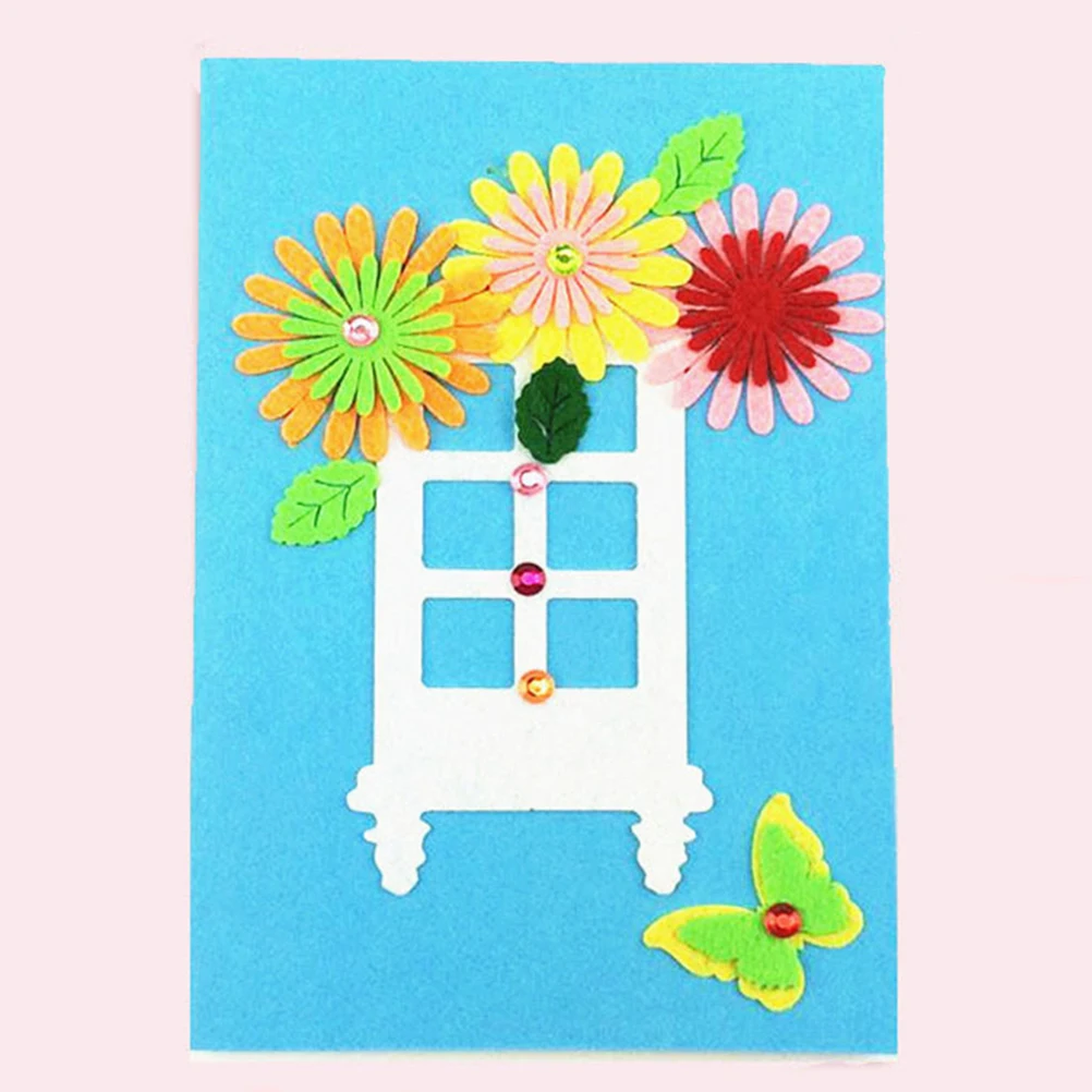 

6Pcs Kids Handmade Cards Material DIY Kit Non-Woven Cards Making Set for Creative Educational Crafts Projects Kids Playthings