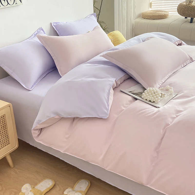Simple Style Duvet Cover Skin-friendly Quilt Cover for Adult Single/Queen Size Comfortable Solid Color copripiumino matrimoniale