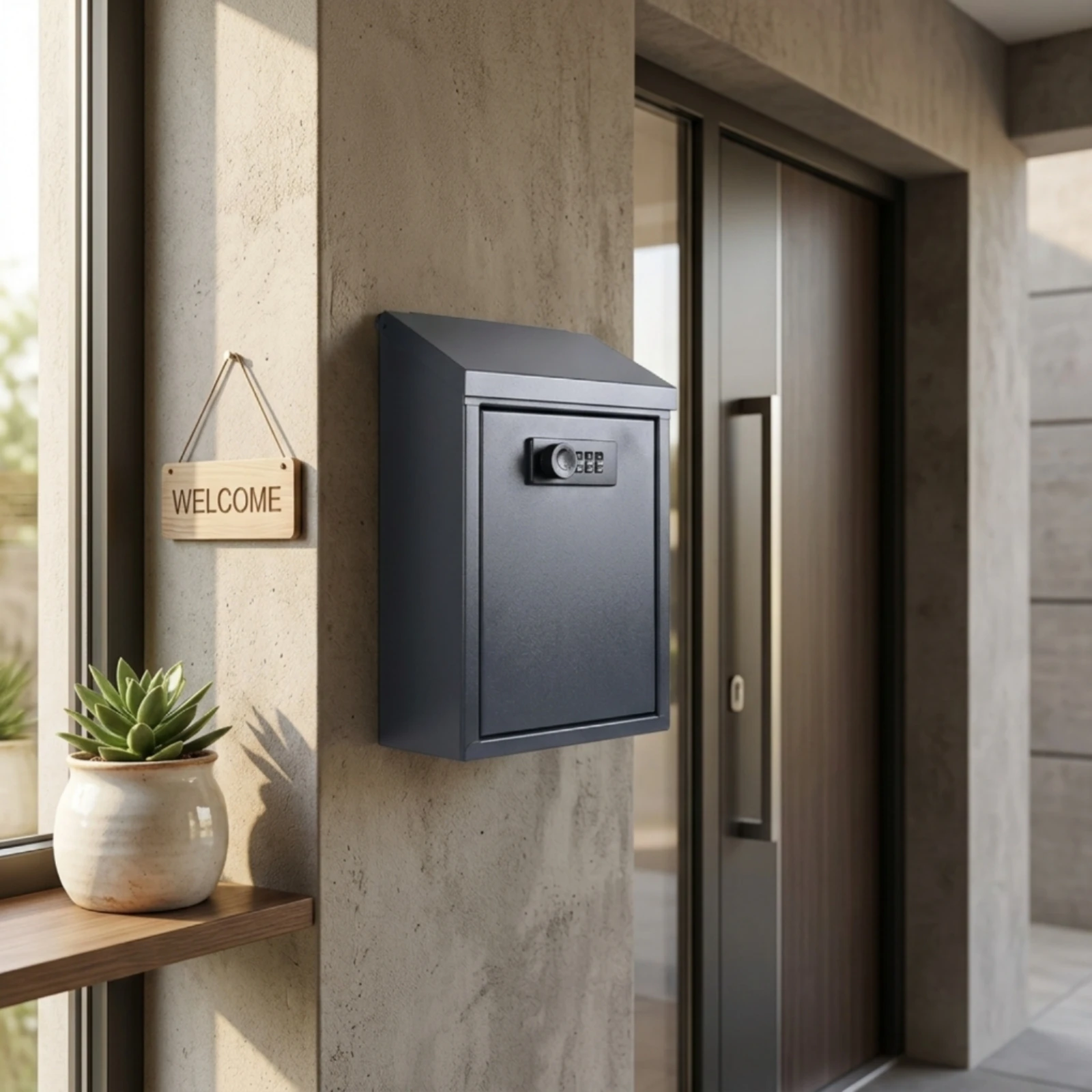 Mailbox with Combination Lock Compact Wall Mailbox Letterbox Metal Mail Box Secure for Entryways, Apartments