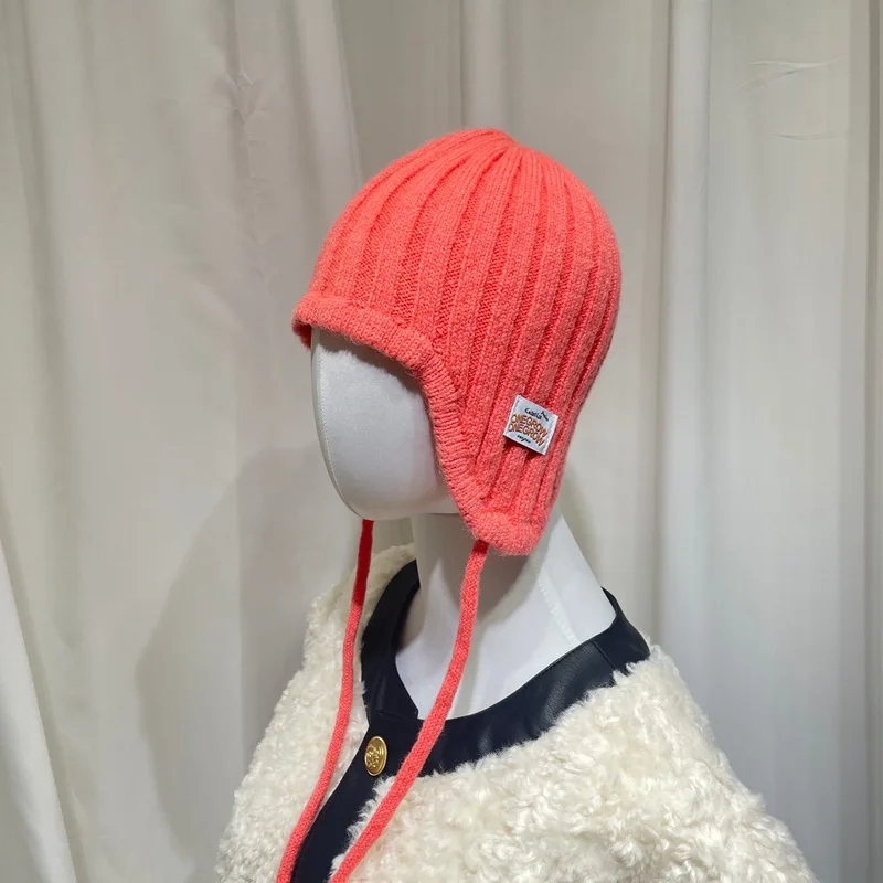 

Winter Beanie for Women Ski Hat Warm Earflap Knitted Cap Vintage Solid Color Streetwear Beanie Cozy Outdoor Travel Cold Weather