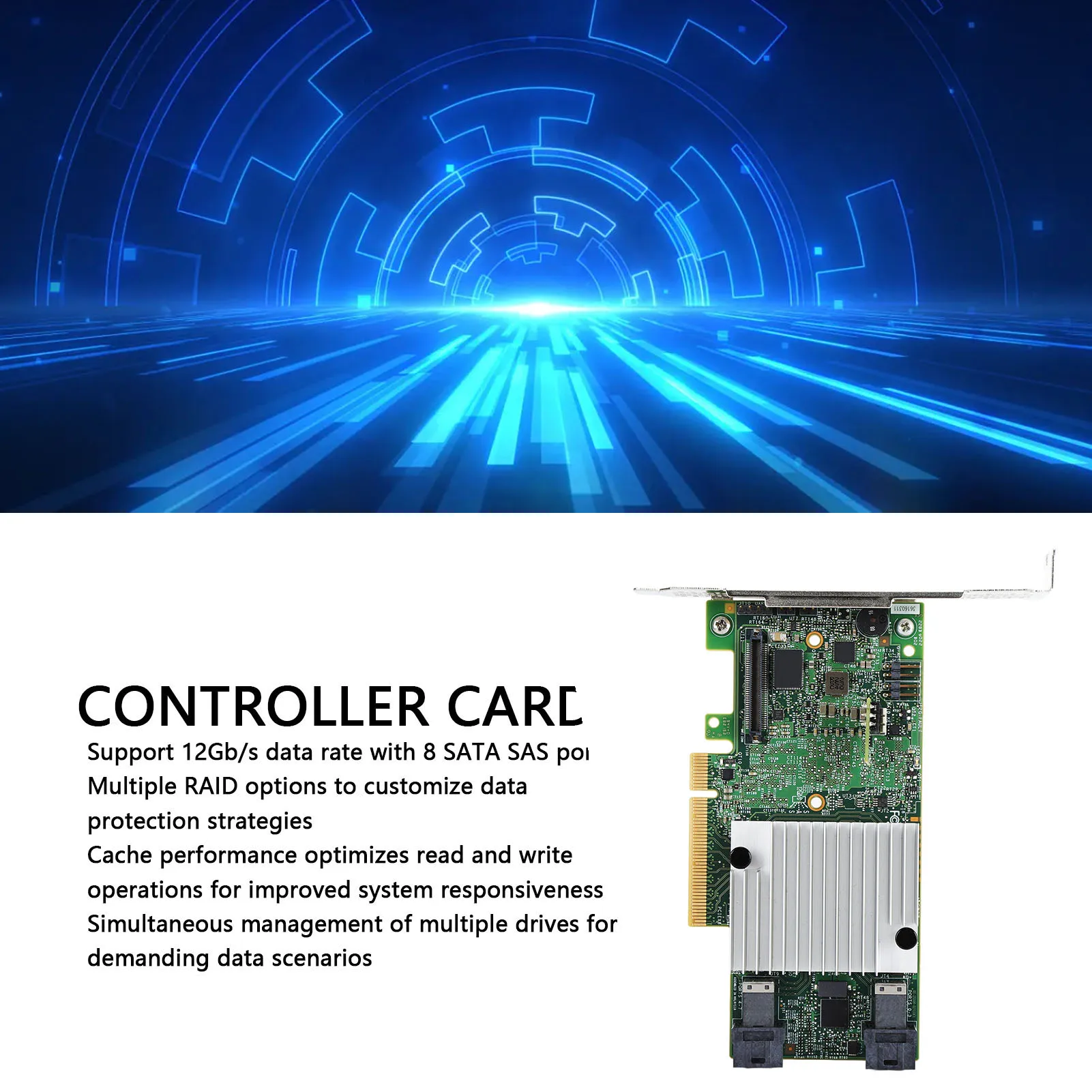 

Controller Card SATA SAS Simultaneous Management PCI Express 3.0 X8 RAID Controller Card 12Gbps for High Speed Data Management