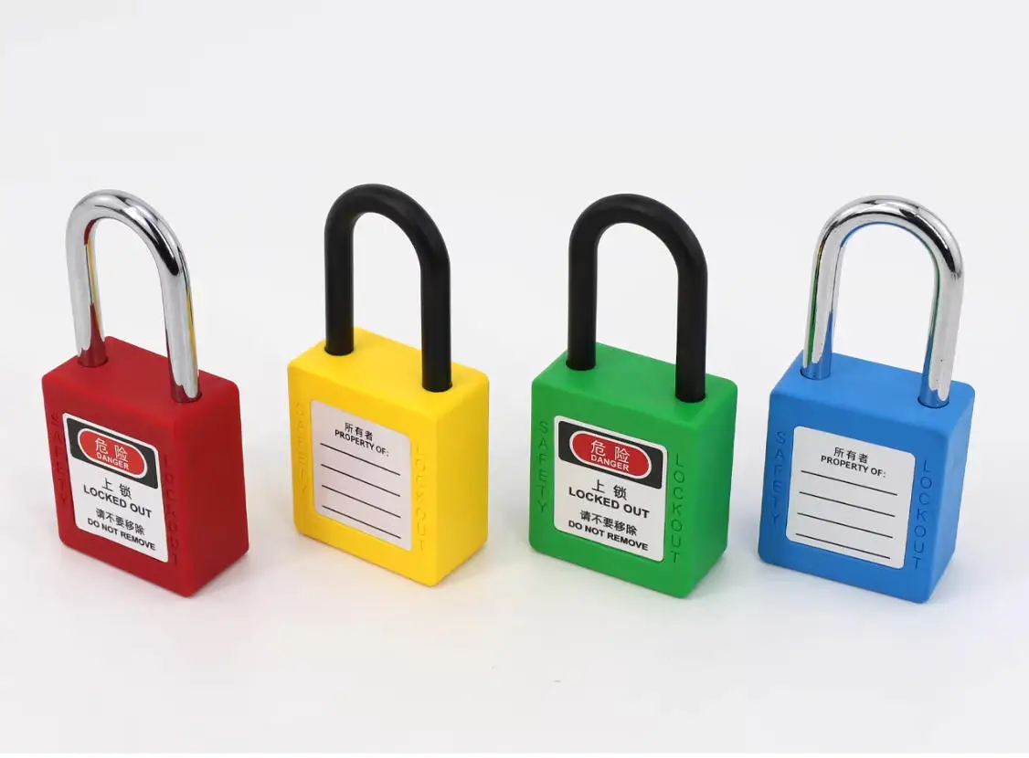 Free tags 10pcs/lot security padlock Plastic Shackle safety padlock ,Nylon non conductive safety padlock unique key or same key