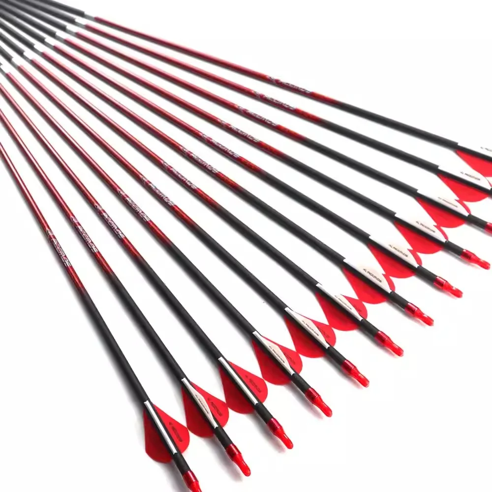 

ACCMOS ID6.2mm 3K+1K Pure Carbon Arrows Spine 400 Complete for Compound Recurve Bow Target Shooting Hunting Field Archery