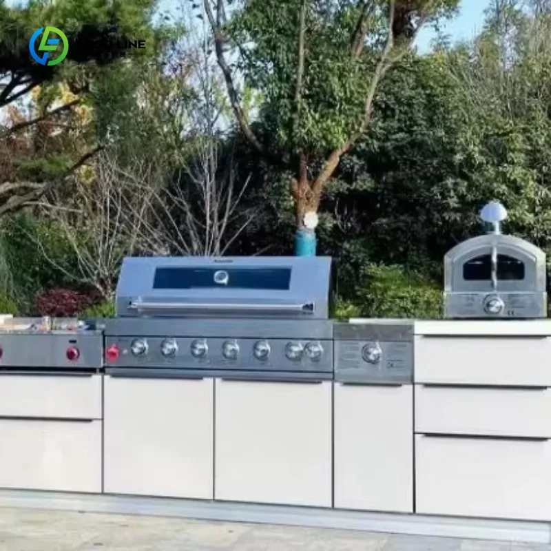 Custom High-Quality Stainless Steel Outdoor Kitchen Cabinet with Modern Laundry Sink and Glass Door - Perfect for Small Kitchens