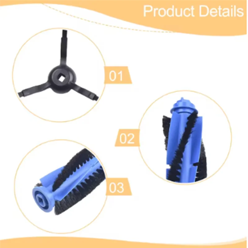 Für Robovac L35/L35 Hybrid Roboter Staubsauger Reinigung Ersatzteile 4 Stücke Seitenbürste + 1 Stück Hauptbürste