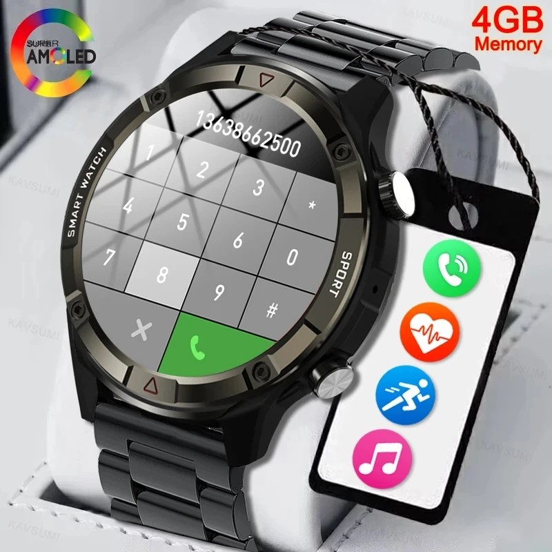 2023 New 4G RAM Smart Watch Men Z60 Pro AMOLED 454*454 HD Screen Always Display The Time Bluetooth Call Local Music SmartWatch