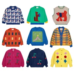 Maglioni lavorati a maglia per bambini 2024 nuovi ragazzi e ragazze maglione Pullover Casual in puro cotone Cardigan a righe per bambini