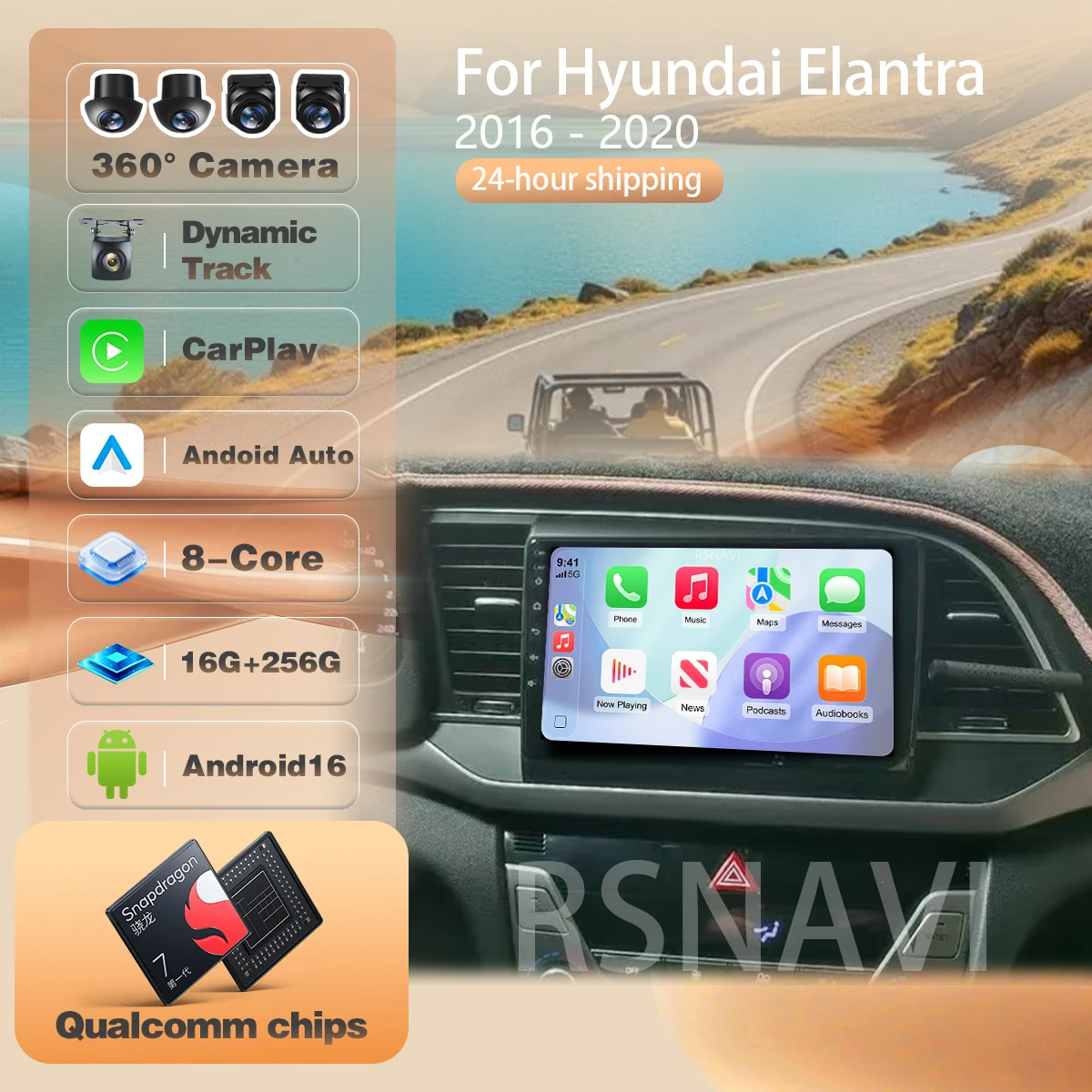 For Hyundai Elantra 6 2016 2017 2018 Autoradio GPS Stereo BT Plug and Play Carplay Auto Car Radio Multimedia Player Android 16