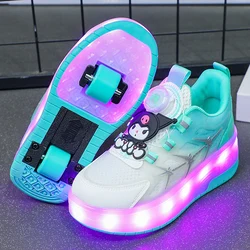 2024 Hot Sale Hello Kitty Sanrio Kuromi Stitch Heelys Child Cute Roller Skates Kuromi Sports Skates Flashing Light Girls Gifts