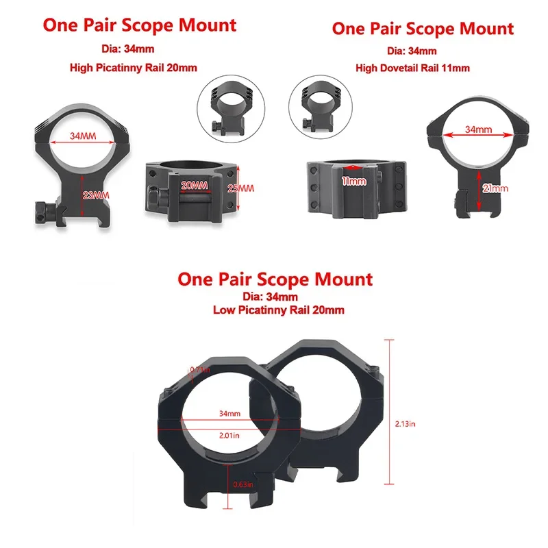 DISCOVERY 1pair 25.4Mmm/30mm/34mm Riflescope Mount Ring 11mm/20mm Dovetail Rail Low High Profile for Rifle Scope Hunting Mount