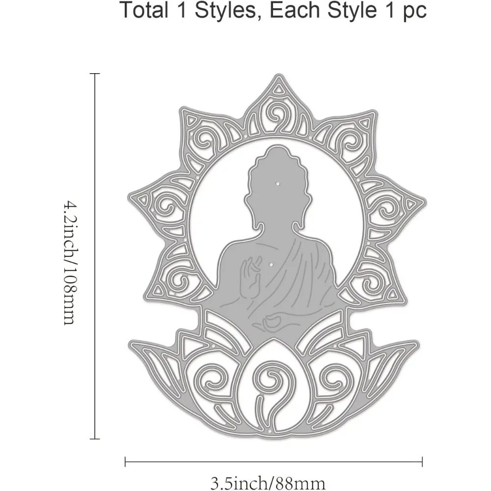 Buddha Cutting Dies Buddha Statue Lotus Mandala Buddha Painting Metal Die Cuts Birthday Gift Die Cuts for Card Scrapbooking