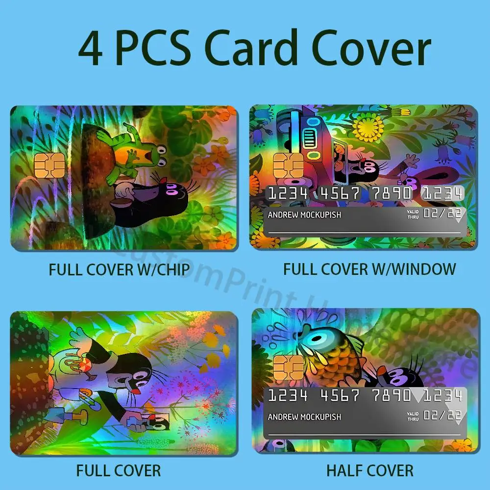 lively L-Little Cute M-Mole Credit Debit Card Color Laser Stickers Films Anime Diy Waterproof Sticker Film