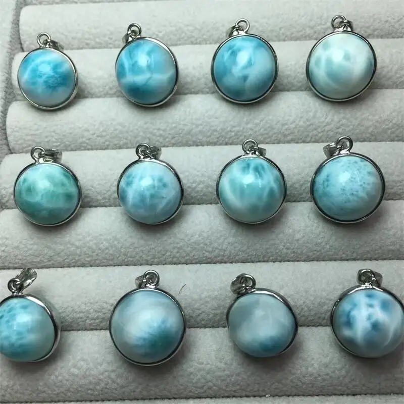 S925 Natural Larimar Pendant Crystal Healing DIY Necklace Fashion Classic Women Jewelry Accessories Exquisite Gift 1pcs