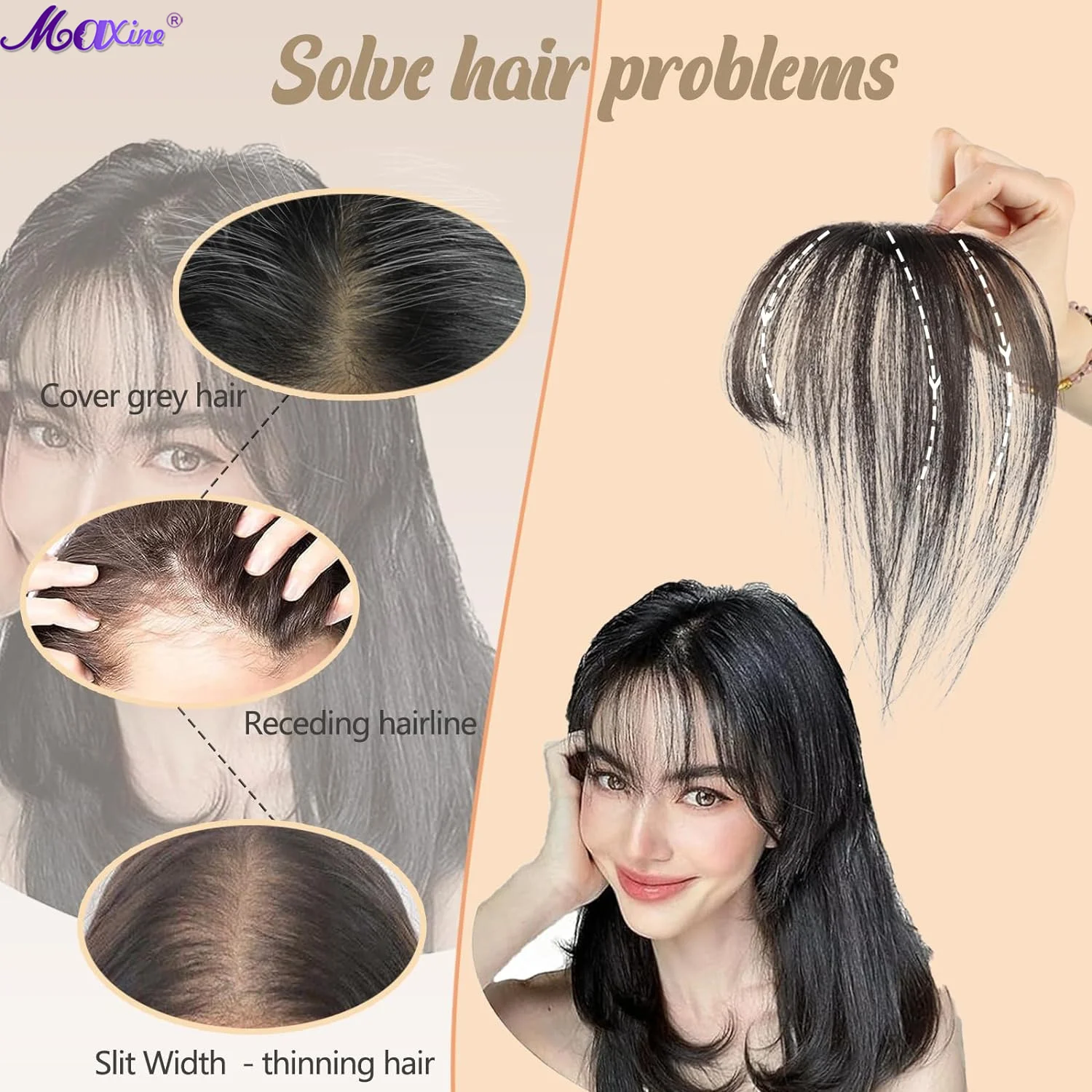 Clip in Bangs 100% Real Human Hair Wipsy Bangs with Topper Lace Clip in Bangs,360° Cover Clip on Bangs for Women Curved Bangs