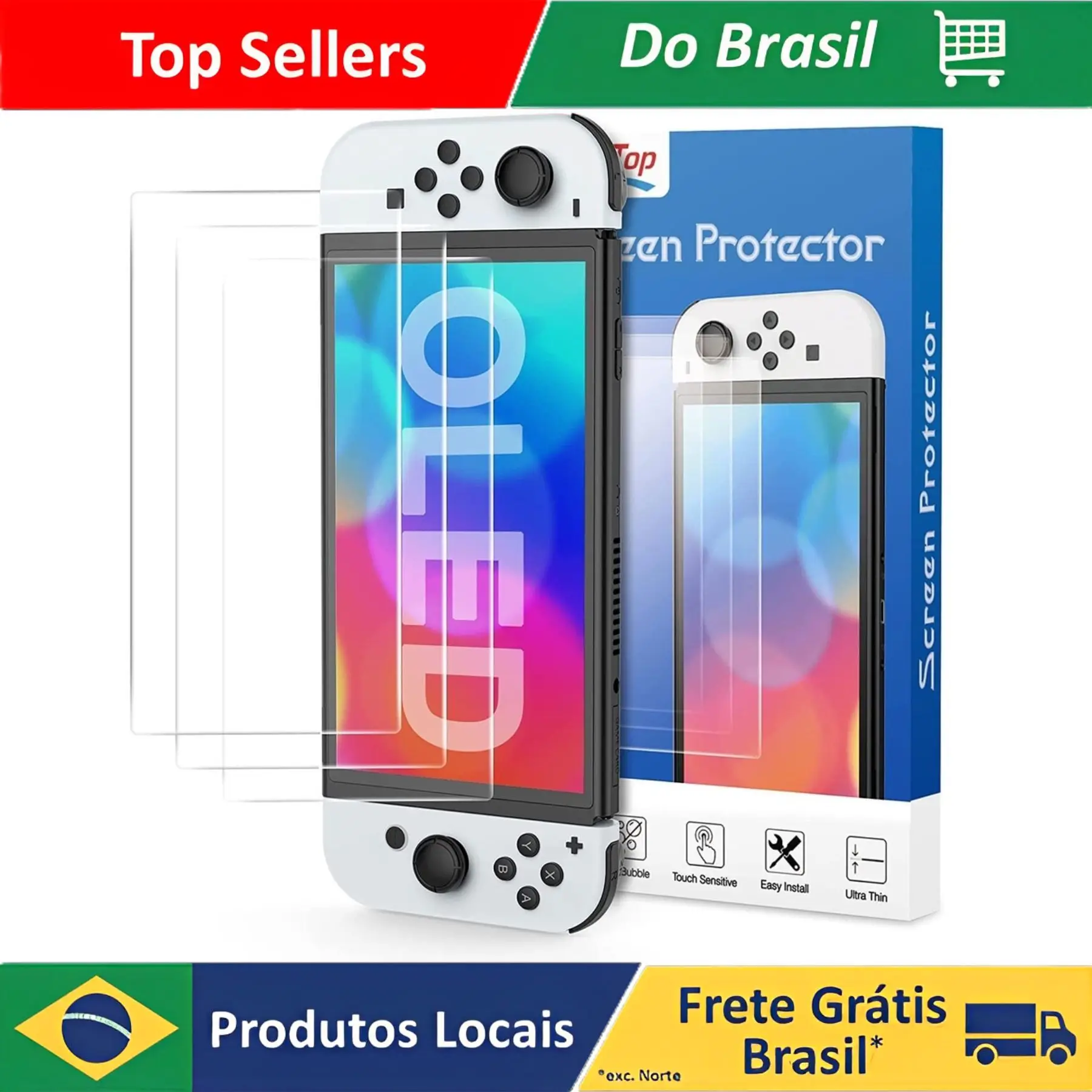 Película para Tela Switch Oled de Vidro Console Nintendo Temperado Proteção