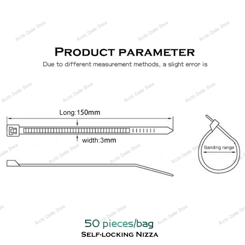 Kabel Nilon Plastik Pengunci Mandiri 50 Buah Hitam 3X150Mm Pengikat Pengikat Kabel Rin untuk Manajer Kabel PSU Komputer