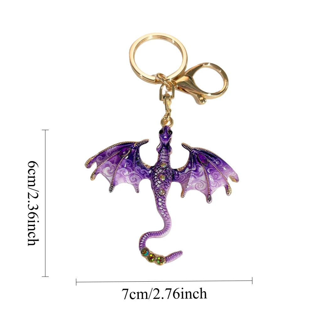 Fantasy-Drachen Emaille-Schlüsselanhänger-Set, Wyvern-Schlüsselring, Taschenanhänger, Auto-Schlüsselzubehör, Geschenk – Detail 11