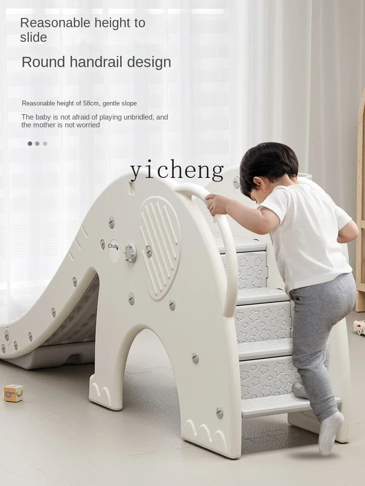 YY – toboggan d'intérieur en forme d'éléphant pour enfants, petit toboggan combiné allongé pour bébé