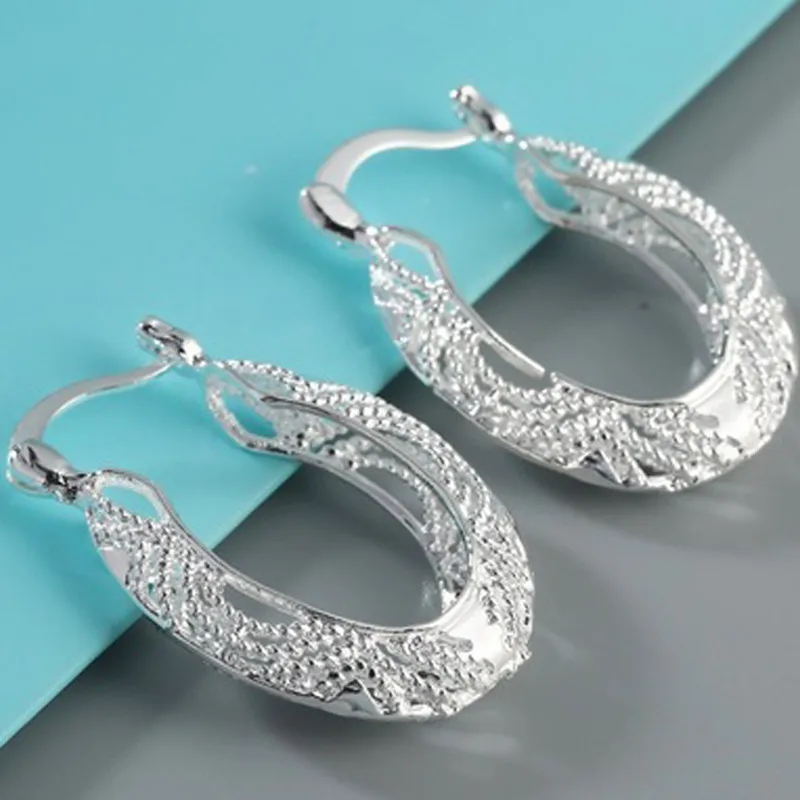 925 Sterling Silver Hoop Earring For Women Fashion Jewelry Accessory Wholesale