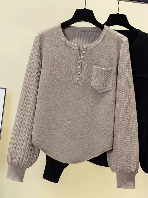 

Женский однотонный трикотаж большого размера с v-образным вырезом, свободный крой, осень-зима, модный универсальный базовый слой, свитер, чехол для живота