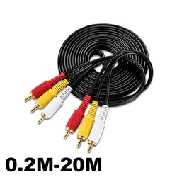 0.5/1.5/3/5/10/15/20 3 RCA męski na RCA Wtyczka RCA Rozdzielacz 3RCA Adapter Kabel Audio TV DVD Video Adapter AV Kabel RCA