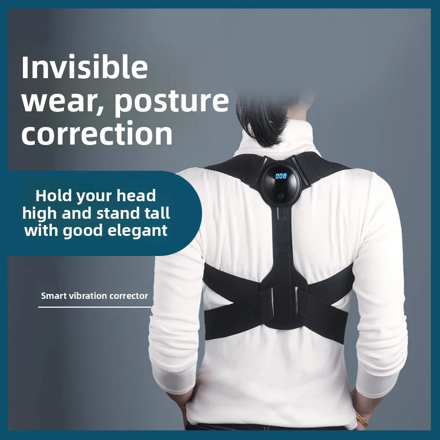 Smart Hunchback Vibration Corrector, Suitable for Adults and Children, Digital Display Back Posture Belt, Fits up to 200 lbs