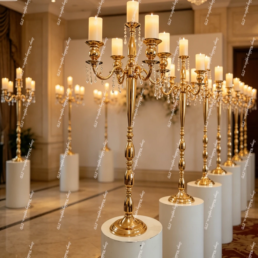 80-130cm  gold hangging celling chandelier  Candelabra Arched Wedding Metal Backdrop Arch Chandelier Stand for Events Decor