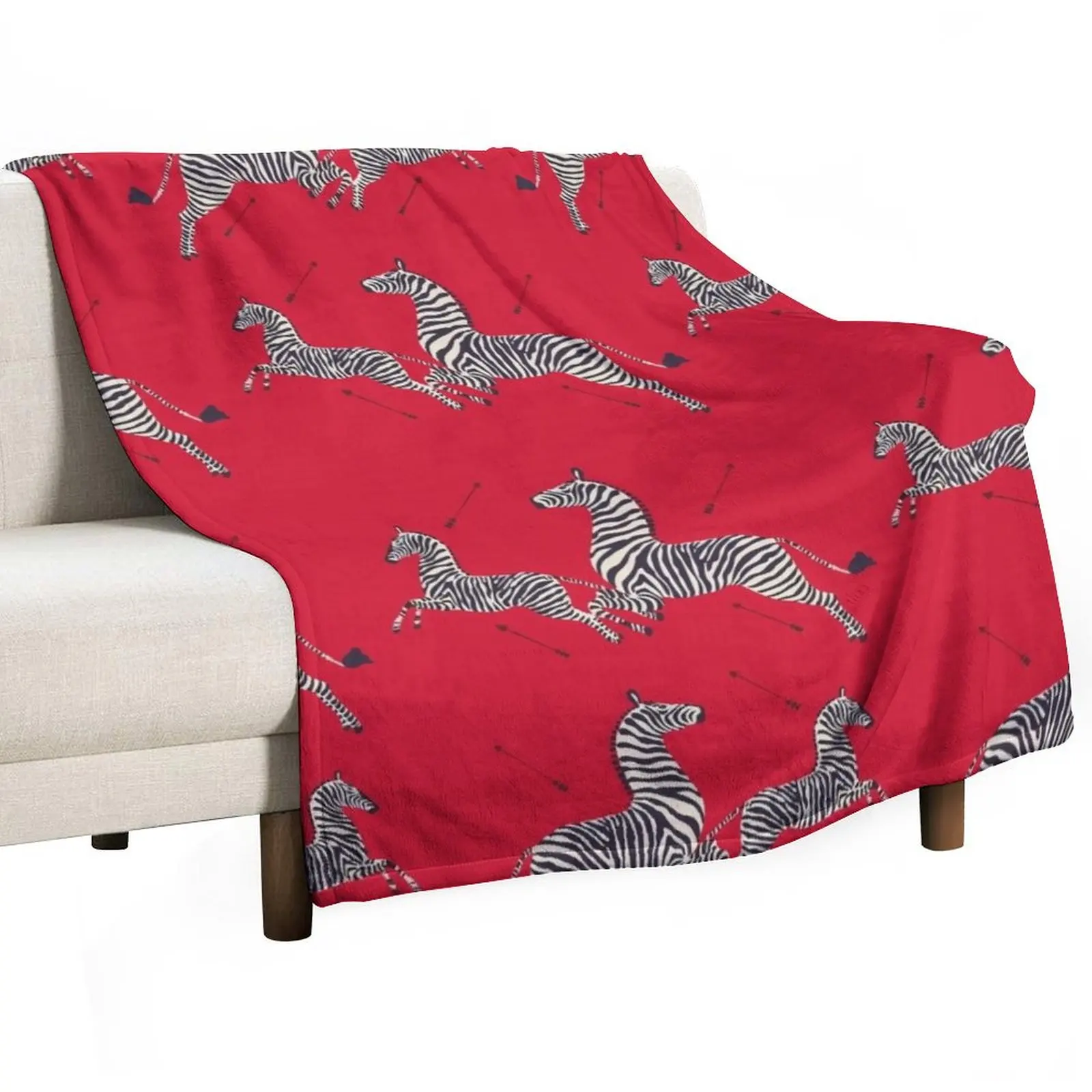Scalamandr?? Zebra (red) / The Royal Tenenbaums Throw Blanket Fashion Sofas Retros Plaid Luxury Thicken Thermal Blankets