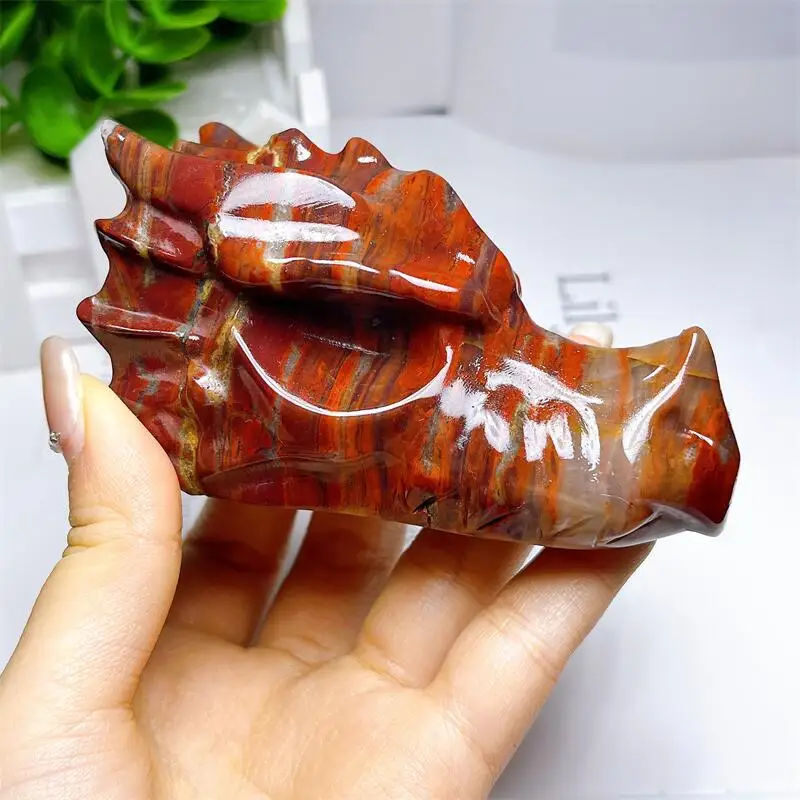 

9CM Natural Red Jasper Dragon Skull Carving Statue Cartoon Animal Healing Crystal Home Decoration Gift 1pcs