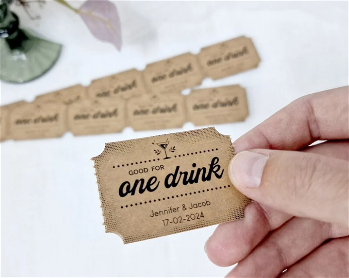 50pcs Personalized DRINK TICKETS / vouchers / tokens for free drinks \