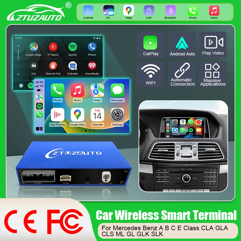 Wireless CarPlay for Mercedes Benz A Class W176 B W246 CLA GLA C-CLass W204 E-Class W212 C207 CLS W218 ML GL GLK SLK R72 G W463