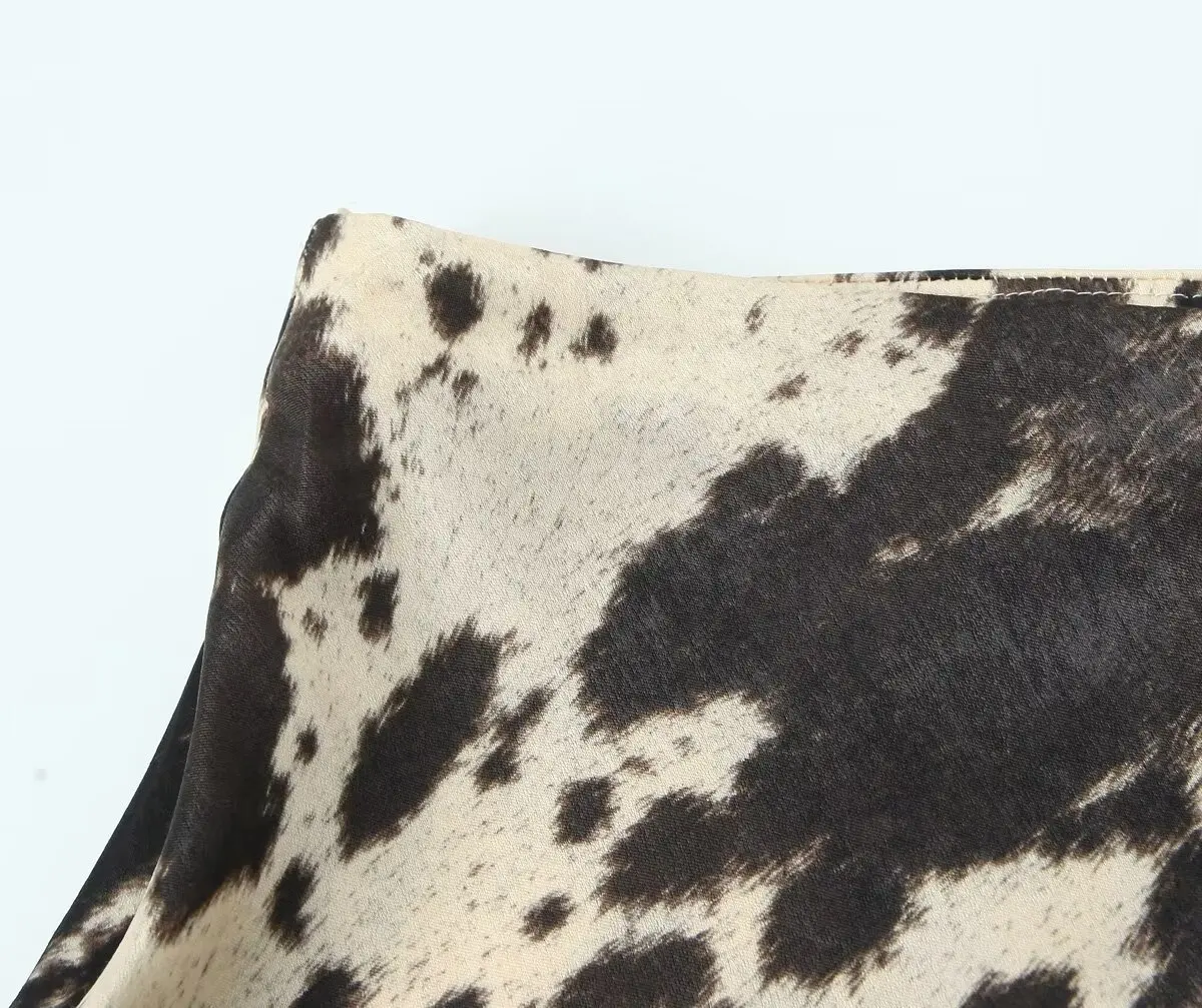 กระโปรงทรงเอเอวสูงลายสัตว์ ผ้าซาตินเนื้อไหม สำหรับผู้หญิง แฟชั่นฤดูใบไม้ผลิและฤดูร้อน