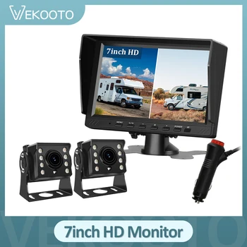 7 inch 2CH HD recording DVR car monitor with car rear view camera for truck bus support SD card