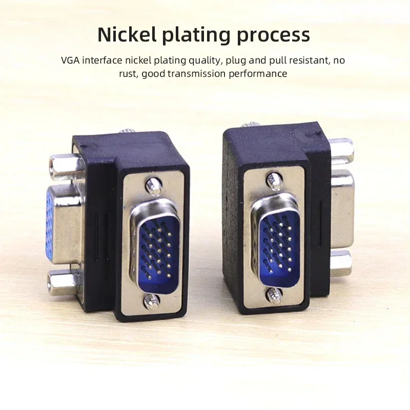 Industrial Grade 15Pin VGA Adapter 90 Degree Right Angle Elbow VGA Male to Female Plug 270 Degree 15 Pin Connector for Computer