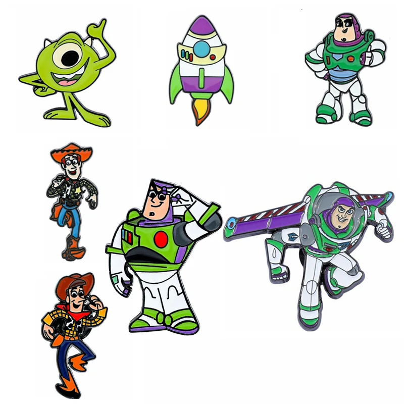 

Disney Animated Toy Story Metal Badge Buzz Lightyear Alloy Drip Oil Brooch Children's Clothing Accessories Festival Gift