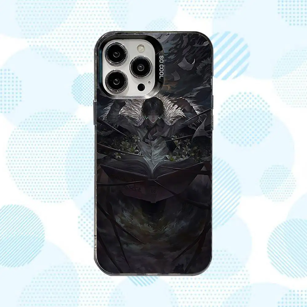 حافظة هاتف C-Chrollo Anime L-Lucilfer لهاتف iPhone 16,15,14,13,12,11,Mini,Pro,SE,MAX غطاء أبيض غير لامع مقاوم للصدمات