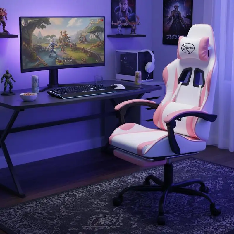 Silla De Juego/Silla De Oficina. Presenta Un Marco De Metal, 360 ° Silla Giratoria, Respaldo Ajustable, Cómoda Y Duradera, Con Una Capacidad Máxima De Peso De 120 Kg. Adecuado Tanto Para Oficinas Como Para Oficinas En Casa. Cuero Sintético Blanco Y Rosa — -57%, 183.51€ Coupon, from 138.44€ – 57% descuento – €138.44