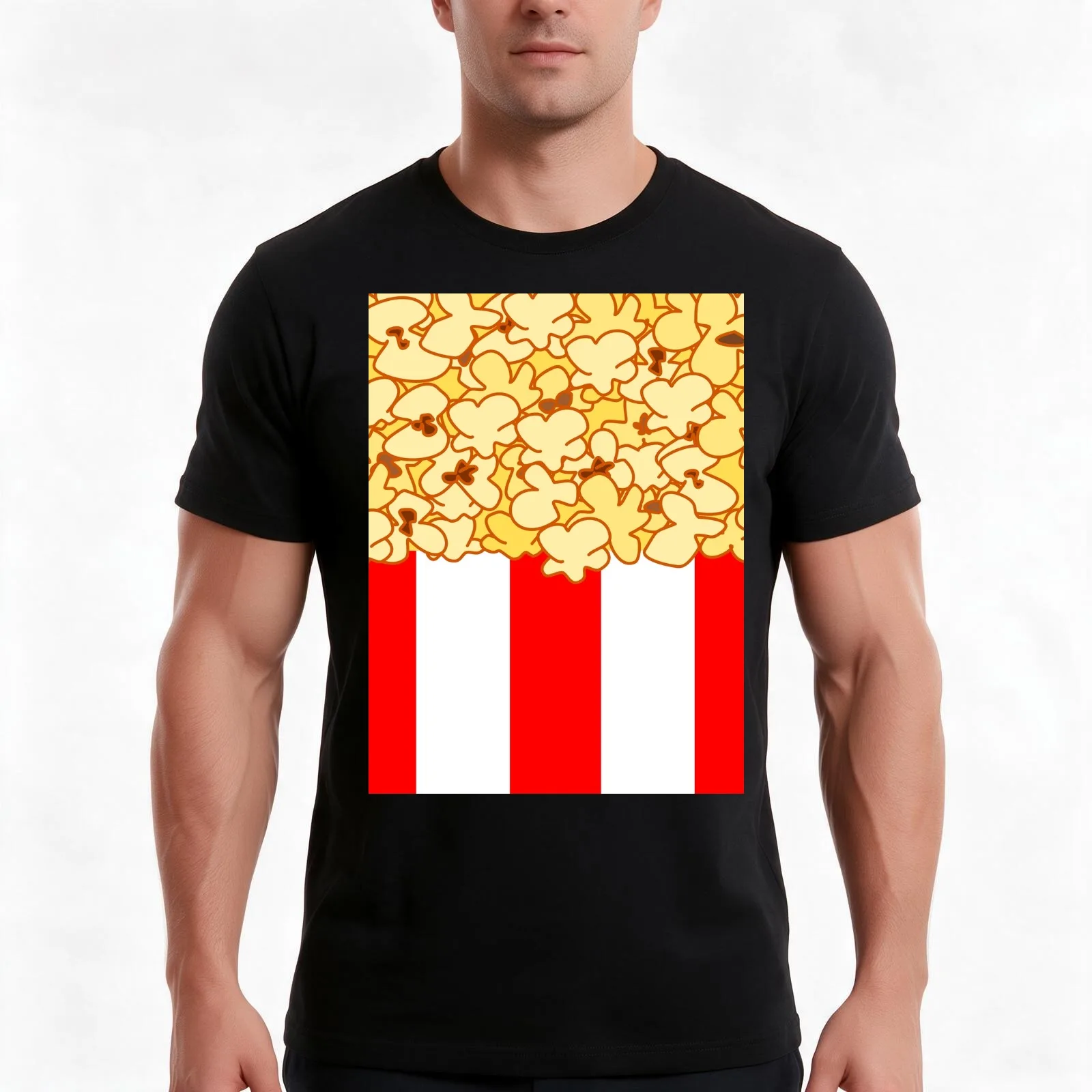 Popcorn T-Shirt Summer Casual Cotton Tee Oversized Streetwear Tops Vintage Graphic Print Loose Fit Short Sleeve 100% Cotton