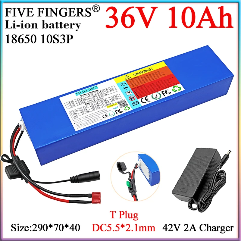 

36V 10Ah 10S3P Li-ion Battery Pack 18650 10S3P 500W, With BMS and 30A Fuse Device,For Electric Tricycle/bicycle +42V 2A Charger