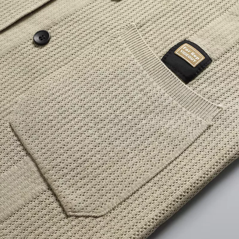 الراقية جيب تصميم بوتيك سترة مشغولة من الصوف الرجال 2025 الخريف نمط جديد موضة الرجعية مزاجه عادية التلبيب سترة معطف #6