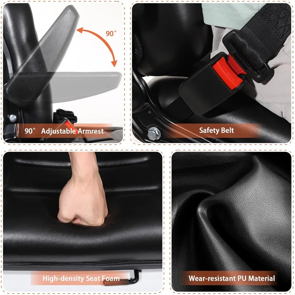 Сиденье для вилочного погрузчика, складное сиденье для трактора с регулируемым углом заднего подлокотника, сиденье для вилочного погрузчика с прорезями для тракторного экскаватора, лыж