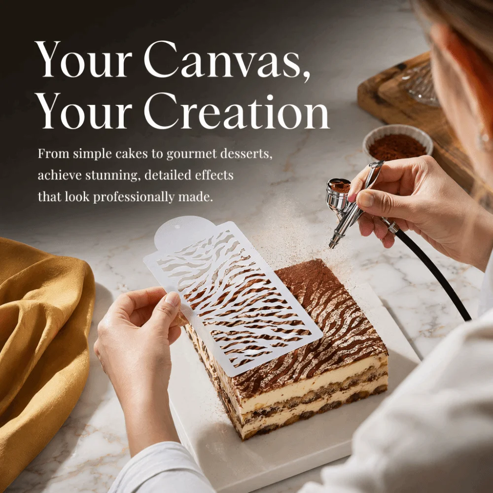 4PCS PVC Cake Stencils Zebra Leopard Pattern Flat Rectangular Baking Cake Stencils Openwork Cutouts Decorating Molds