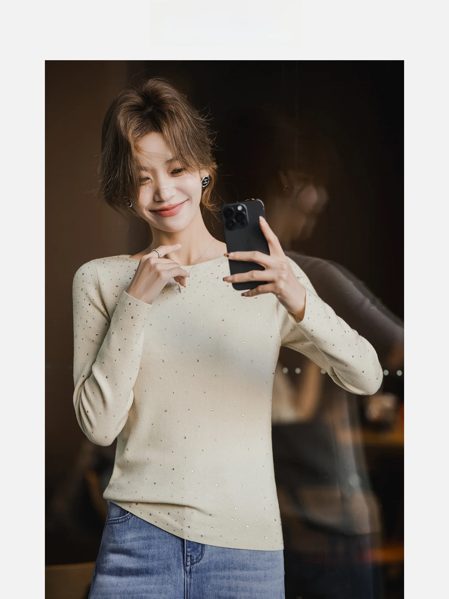 

Модный блестящий шерстяной вязаный топ для женщин, облегающий, на одно плечо, светло-серый, весенняя новинка YG2544407