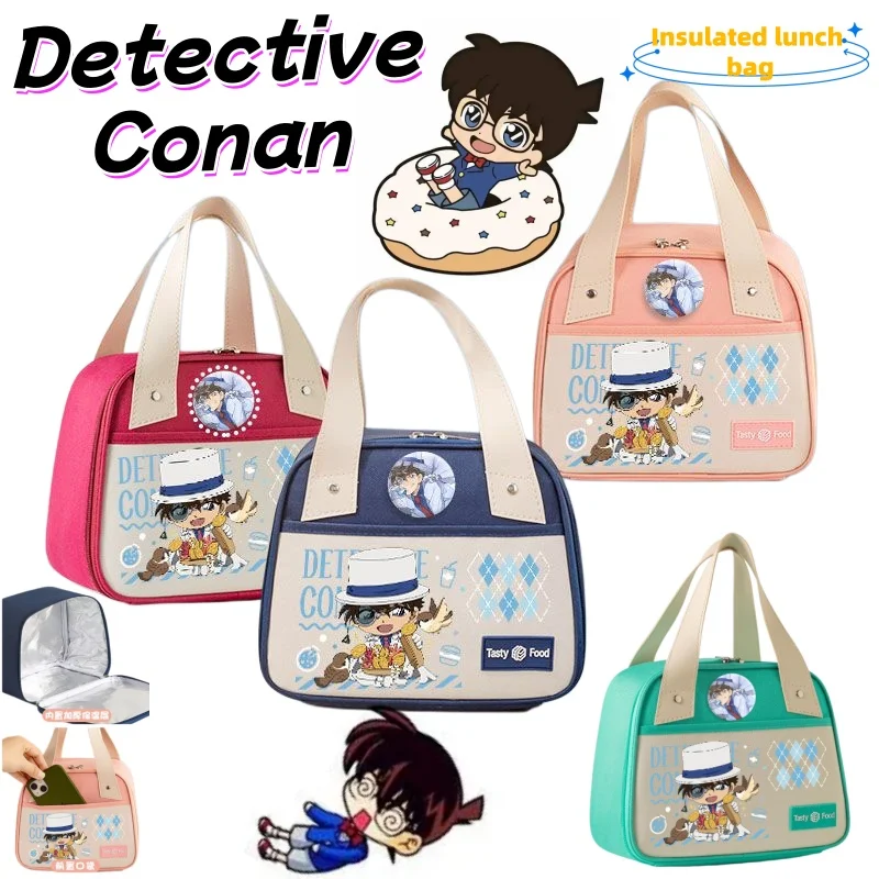

Сумка-тоут для ланч-бокса «Детектив Конан», милая и стильная сумка с мультяшным рисунком, персонализированная креативная сумка для бенто, подарок на день рождения другу.